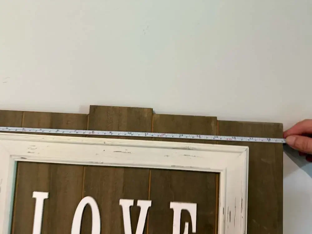 Rustic Farmhouse Style Wooden LOVE Wall Art Sign with Distressed White Frame